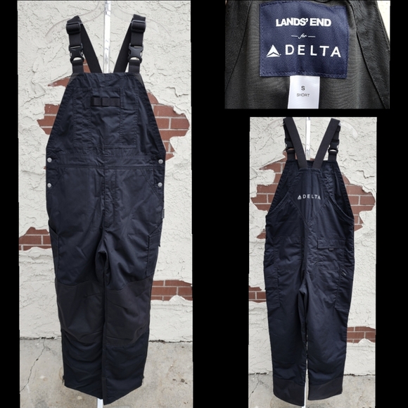 SMALL SHORT Delta Airlines Ground Crew Maintenance Insulated Overalls Bib Black - Picture 1 of 16
